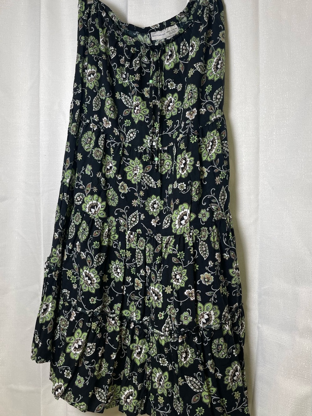 White Stag Black Maxi Skirt with Green Floral Print